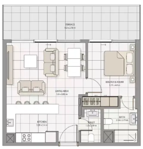 Floor plan, 1 Bed