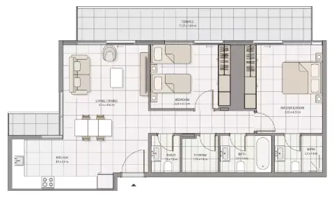 Floor plan, 2 Bed