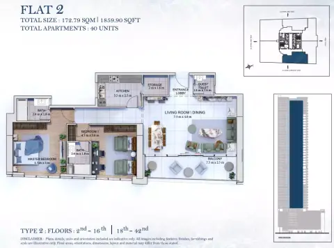 Floor plan, 2 Bed
