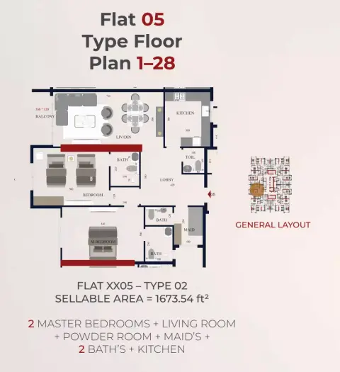 Floor plan, 2 Bed
