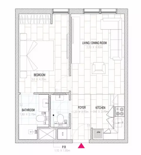 Floor plan, 1 Bed