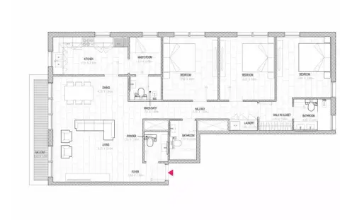 Floor plan, 3 Bed