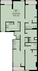 Floor plan, 3 Bed
