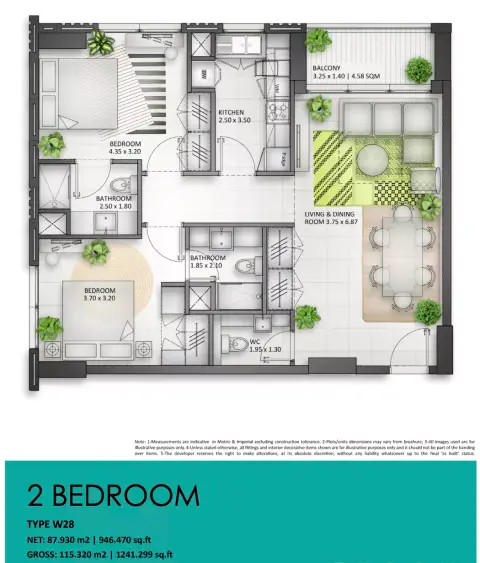 Floor plan, 2 Bed
