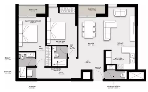 Floor plan, 2 Bed