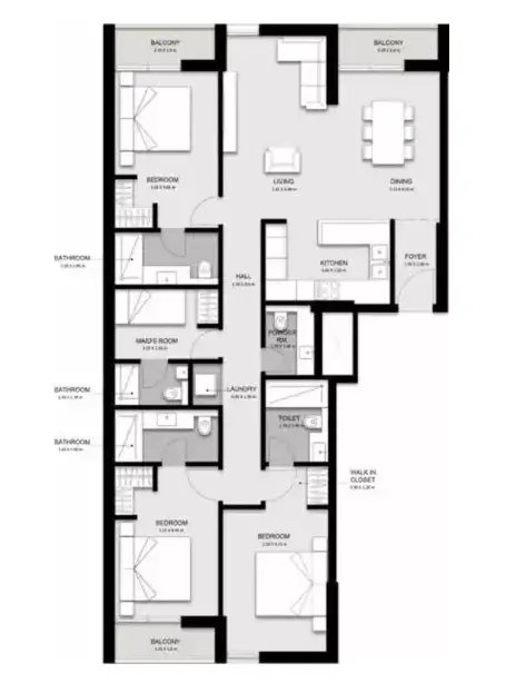 Floor plan, 3 Bed