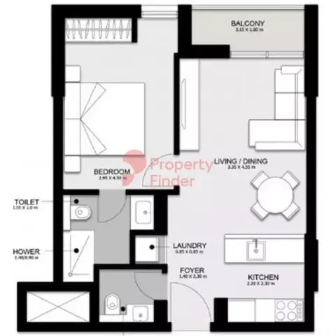 Floor plan, 1 Bed