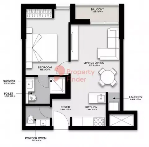 Floor plan, 1 Bed