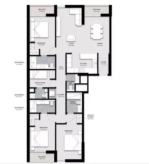 Floor plan, 3 Bed