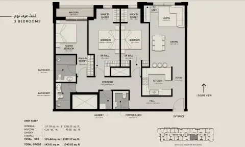 Floor plan, 3 Bed