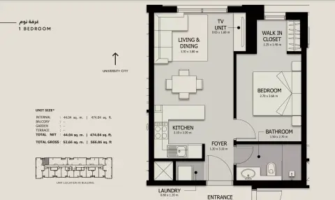 Floor plan, 1 Bed