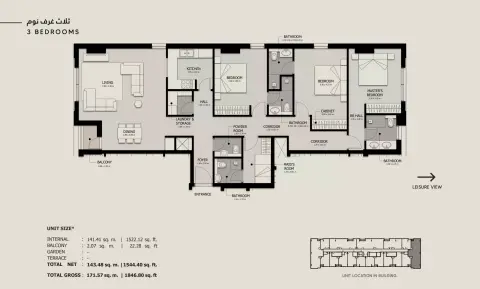 Floor plan, 3 Bed