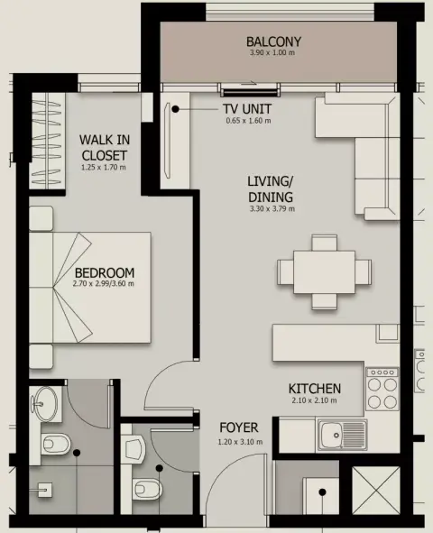 Floor plan, 1 Bed