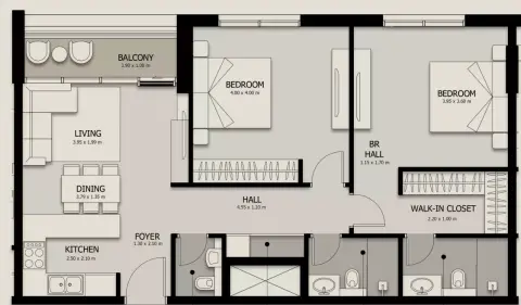 Floor plan, 2 Bed