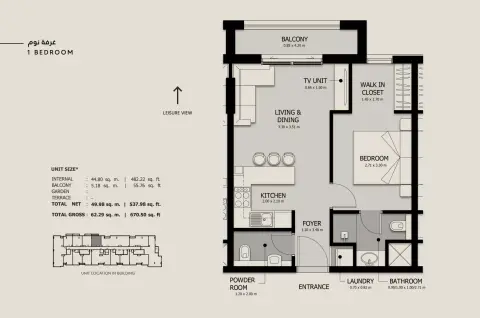 Floor plan, 1 Bed