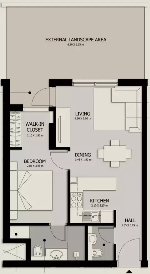 Floor plan, 1 Bed