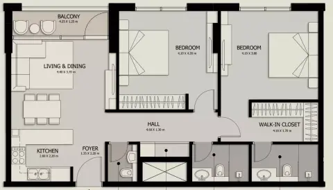 Floor plan, 2 Bed