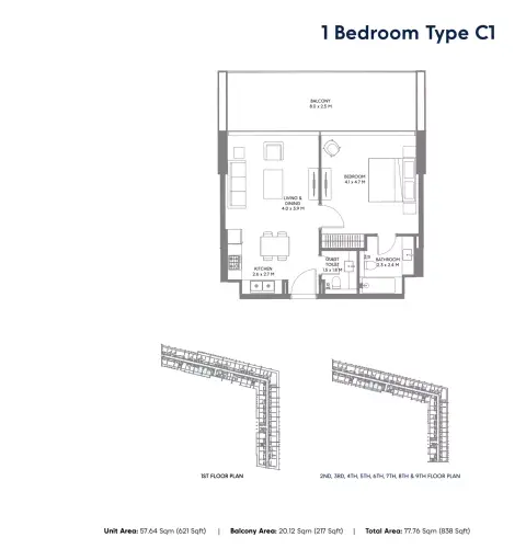 Floor plan, 1 Bed