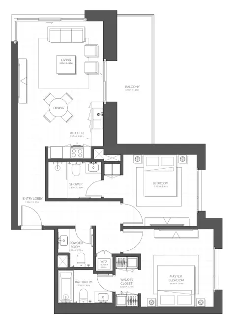 Floor plan, 2 Bed
