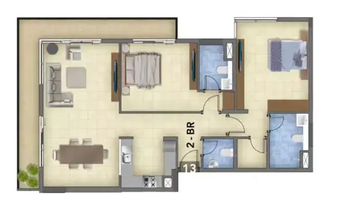 Floor plan, 2 Bed