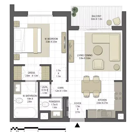 Floor plan, 1 Bed