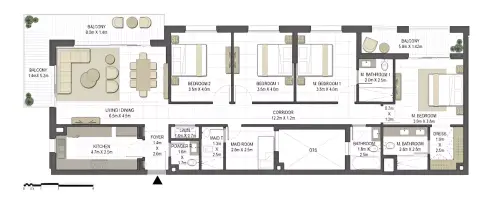 Floor plan, 4 Bed