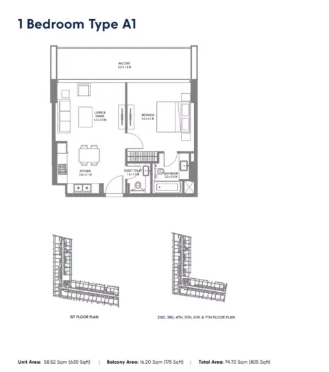 Floor plan, 1 Bed