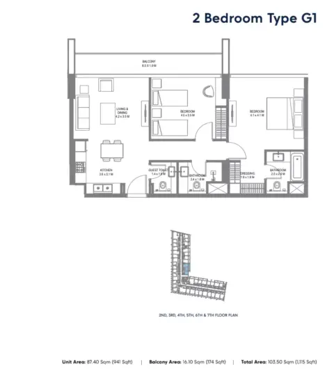 Floor plan, 2 Bed