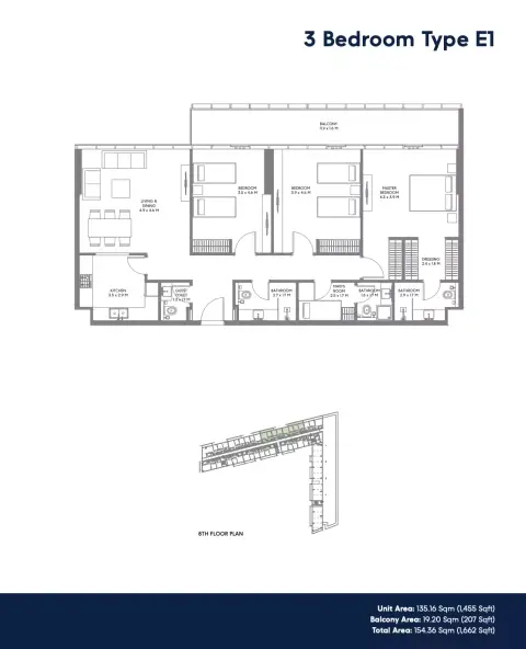 Floor plan, 3 Bed