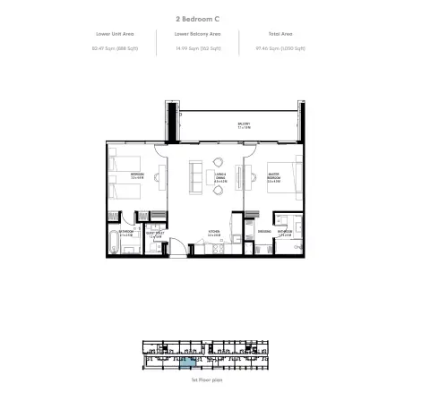 Floor plan, 2 Bed