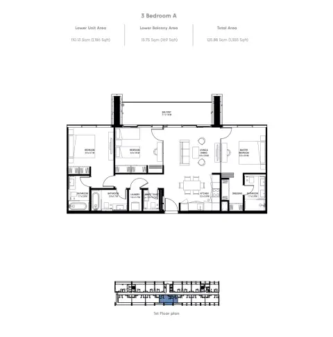 Floor plan, 3 Bed