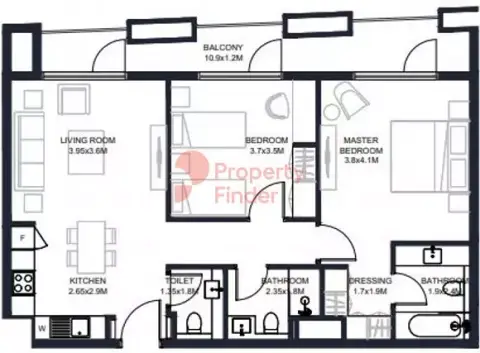 Floor plan, 2 Bed