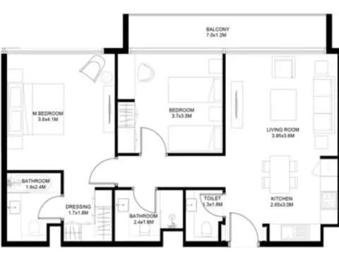 Floor plan, 2 Bed