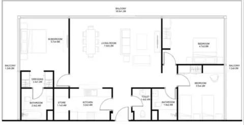 Floor plan, 3 Bed