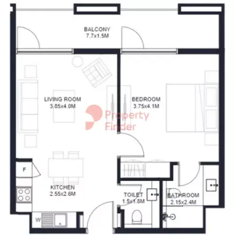 Floor plan, 1 Bed