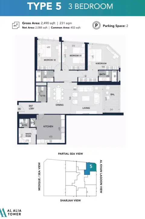 Floor plan, 3 Bed