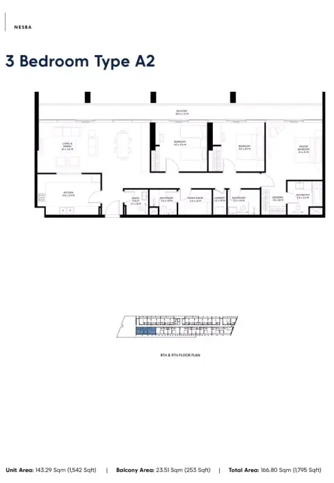 Floor plan, 3 Bed