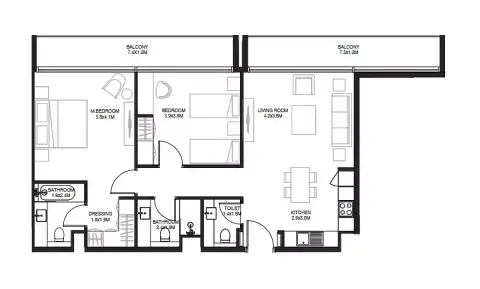 Floor plan, 2 Bed