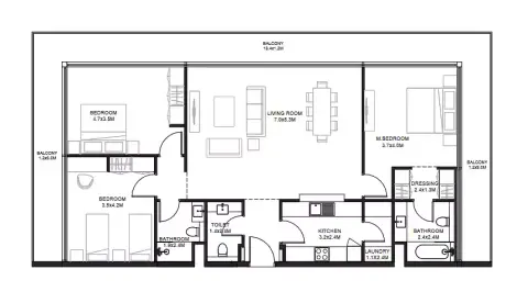 Floor plan, 3 Bed