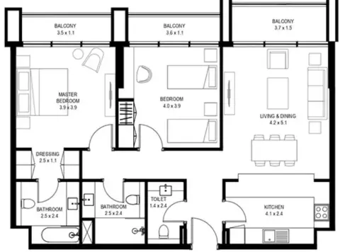 Floor plan, 2 Bed