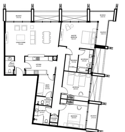 Floor plan, 3 Bed