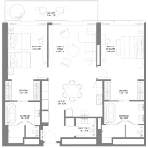 Floor plan, 2 Bed