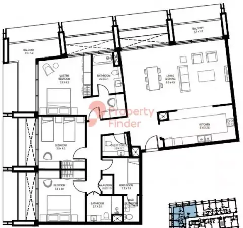 Floor plan, 3 Bed