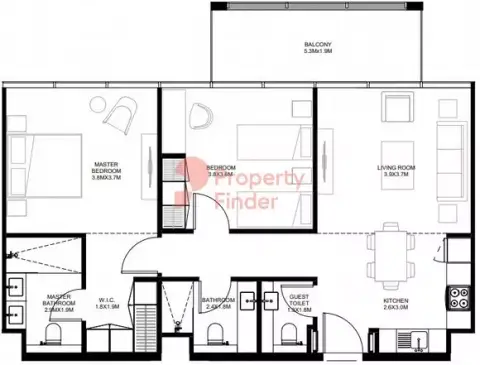 Floor plan, 2 Bed