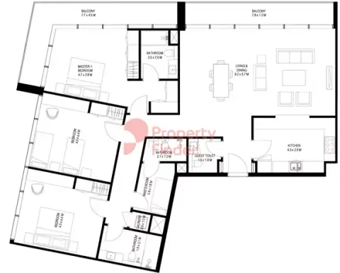 Floor plan, 3 Bed