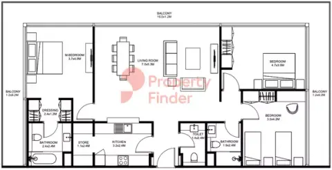 Floor plan, 3 Bed