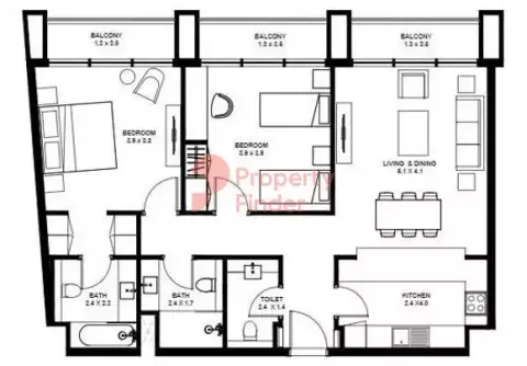 Floor plan, 2 Bed