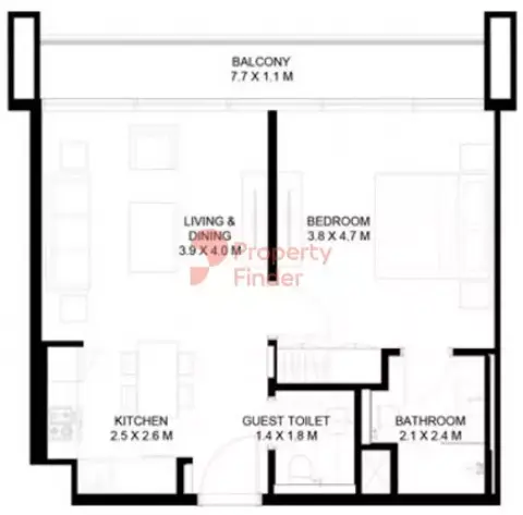 Floor plan, 1 Bed