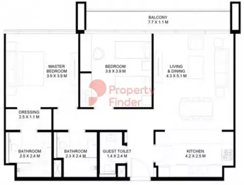 Floor plan, 2 Bed