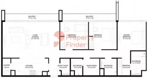 Floor plan, 3 Bed